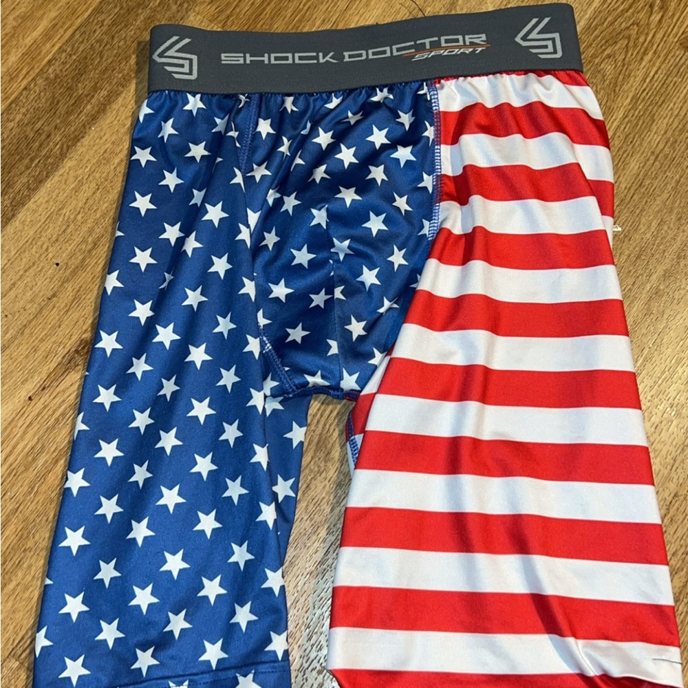 Shock Doctor Men's Patriotic Boxer Briefs - Red, White, and Blue